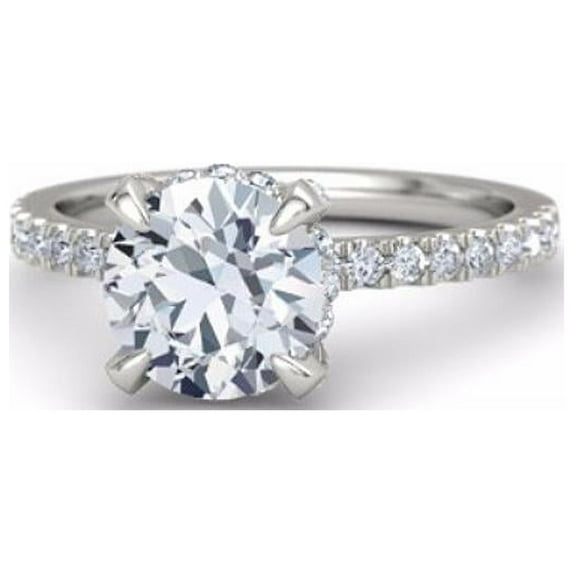 2.42 Ct Round Diamond Wedding Rings for her Solid 18K White Gold