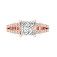 thumbnail image 1 of 2.43 ct Princess Cut Clear Crystal 14k Pink Rose Gold Engraving Statement Bridal Wedding Designer Ring Size 4.5, 1 of 5