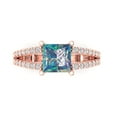 thumbnail image 1 of 2.43ct Princess Cut Blue Moissanite 18k Pink Rose Gold Engraving Statement Bridal Wedding Designer Ring Size 7.5, 1 of 5