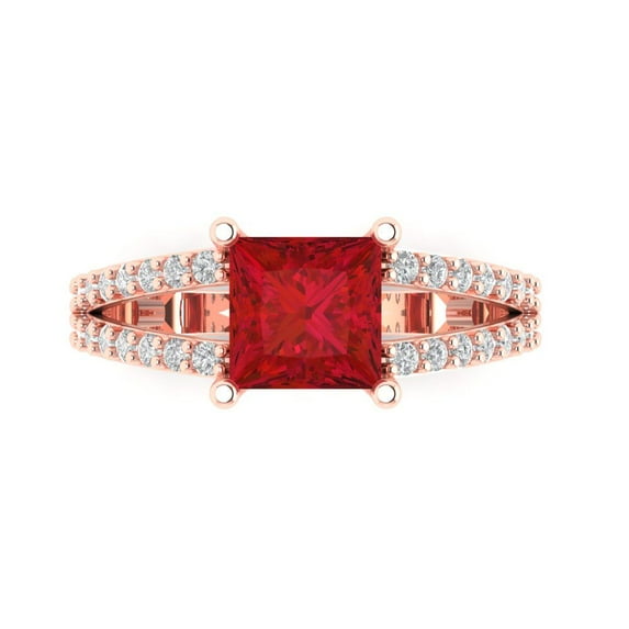 2.43ct Princess Cut Pink Tourmaline 18k Pink Rose Gold Engraving Statement Bridal Wedding Designer Ring Size 10.5