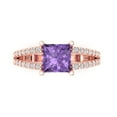 thumbnail image 1 of 2.43ct Princess Cut Purple Alexandrite 18k Pink Rose Gold Engraving Statement Bridal Wedding Designer Ring Size 7, 1 of 5