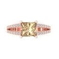 thumbnail image 1 of 2.43ct Princess Cut Yellow Moissanite 18k Pink Rose Gold Engraving Statement Bridal Wedding Designer Ring Size 8, 1 of 5