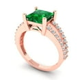 thumbnail image 1 of 2.43ct princess cut green emerald 18k rose gold Bridal Wedding Engagement Promise Anniversary Ring for Women size 10.5, 1 of 7