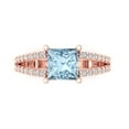 thumbnail image 1 of Clara Pucci 14K Rose Gold Solid Gold SwissBlueTopaz Solitaire with Accents Anniversary Ring for Women - 2.48 cttw Princess Cut, 1 of 8