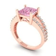 thumbnail image 1 of 2.43ct princess cut pink Zircon 18k rose gold Bridal Wedding Engagement Promise Anniversary Ring for Women size 8, 1 of 7
