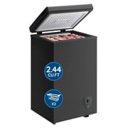 2.44 CU FT Mini Chest Freezer with 2 Removable Baskets Small Deep Freezer with 7 Adjustable Temperature For Office, Black