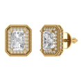thumbnail image 1 of 2.44 ct Screw-Back Stud Earrings for Women | 7x5mm Emerald Cut Moissanite | 14K Yellow Gold, 1 of 5
