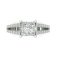 thumbnail image 1 of 2.44 ct Princess Cut Clear Crystal 14k White Gold Engraving Statement Bridal Wedding Designer Ring Size 7, 1 of 5
