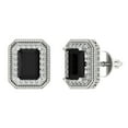 thumbnail image 1 of 2.44 ct Screw-Back Stud Earrings for Women | 7x5mm Emerald Cut Natural Onyx | 14K White Gold, 1 of 5