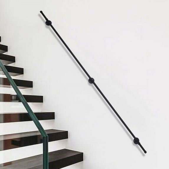 2.44M Wall Monuted Handrail Stair Rail Industrial Black Steel Loft Pipe Handrail