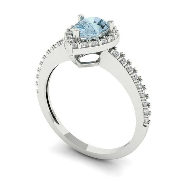 2.44ct Princess Cut Blue Natural Sky Blue Topaz 14k White Gold Engraving Statement Bridal Wedding Designer Ring Size 4.75