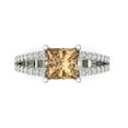 thumbnail image 1 of 2.44ct Princess Cut Brown Champagne Crystal 18k White Gold Engraving Statement Bridal Wedding Designer Ring Size 4.5, 1 of 5
