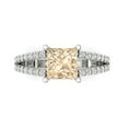 thumbnail image 1 of 2.44ct Princess Cut Brown Natural Morganite 18k White Gold Engraving Statement Bridal Wedding Designer Ring Size 4.5, 1 of 5
