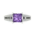thumbnail image 1 of 2.44ct Princess Cut Purple Alexandrite 18k White Gold Engraving Statement Bridal Wedding Designer Ring Size 11, 1 of 5