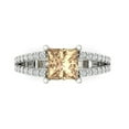 thumbnail image 1 of 2.44ct Princess Cut Yellow Moissanite 14k White Gold Engraving Statement Bridal Wedding Designer Ring Size 5, 1 of 5