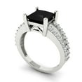 thumbnail image 1 of 2.44ct princess cut black natural onyx 18k white gold Bridal Wedding Engagement Promise Anniversary Ring for Women size 7.75, 1 of 7