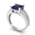 thumbnail image 1 of 2.44ct princess cut blue sapphire 14k white gold Bridal Wedding Engagement Promise Anniversary Ring for Women size 10.75, 1 of 7