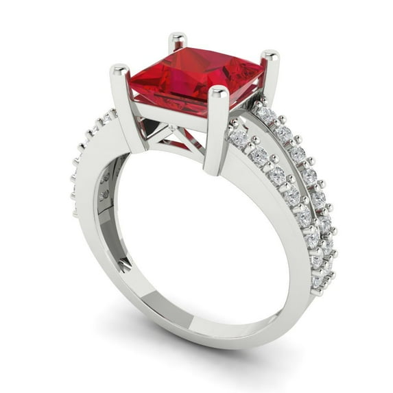 2.44ct princess cut tourmaline 18k white gold Bridal Wedding Engagement Promise Anniversary Ring for Women size 3.75