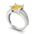 thumbnail image 1 of 2.44ct princess cut yellow moissanite 14k white gold Bridal Wedding Engagement Promise Anniversary Ring for Women size 8.25, 1 of 7