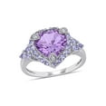 thumbnail image 1 of 2.45 Carat (Ctw) Amethyst Heart Ring in 10K White Gold with Tanzanites, 1 of 5