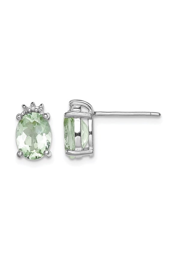 2.45 Carat (Ctw) Oval-Cut Green Quartz Solitaire Earrings in Sterling Silver for Women