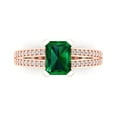 thumbnail image 1 of Solitaire with Accents Engagement Ring for Women - 2.45ct Simulated Emerald in 14K Rose Gold Promise Ring, 1 of 6