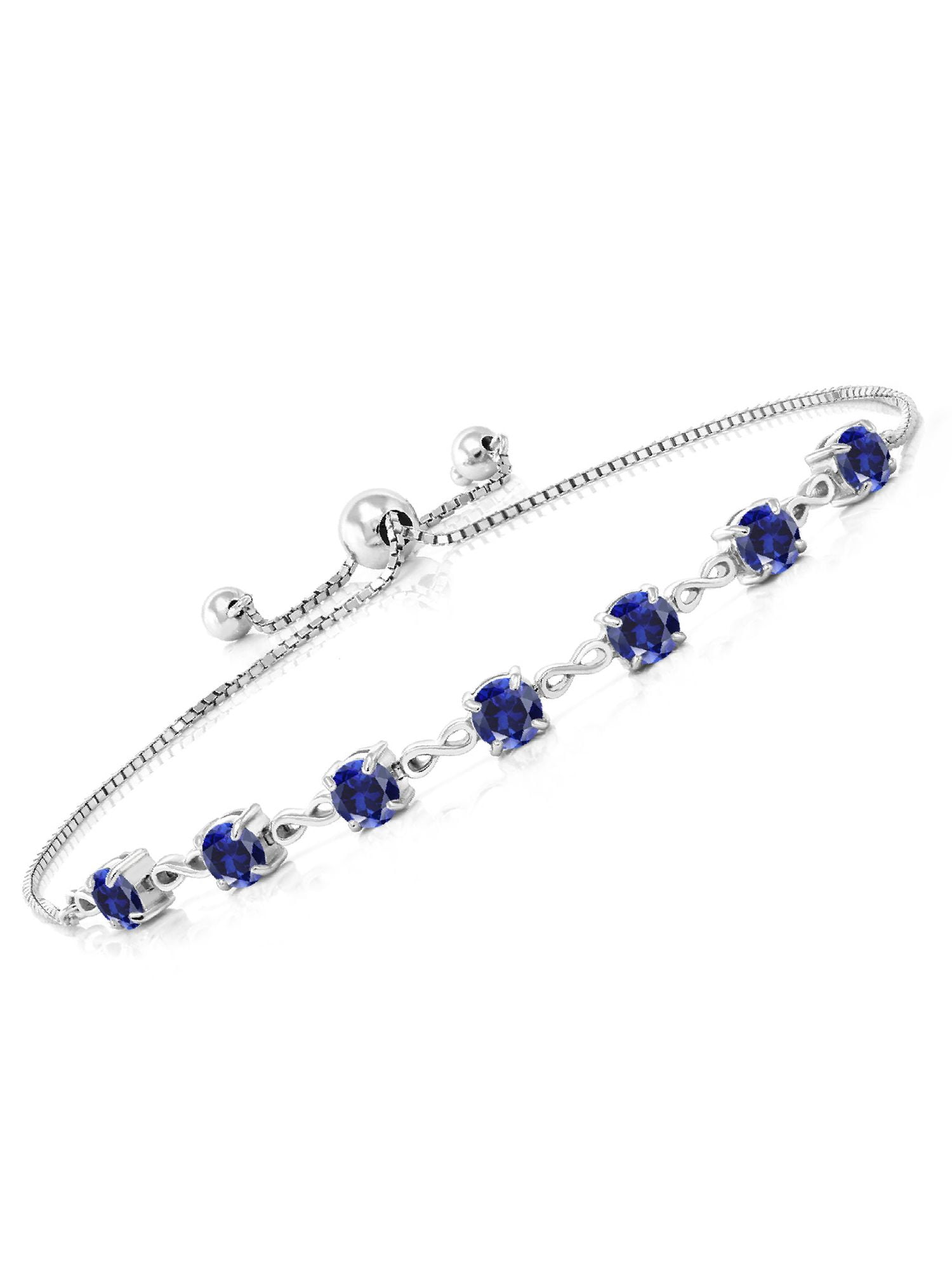Bella Cavo Bracelet - Rhodium Finish Sterling Silver Cable Cuff Bracelet  with Name Plate and Simulated Blue Sapphire Birth Gems - September - by  Kelly Waters - Neustaedter's Fine Jewelry St. Louis