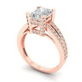 thumbnail image 1 of 2.45 ct Brilliant Emerald Cut VVS1 Zircon 14k Rose Solid Gold Solitaire with Accents Wedding Bridal Anniversary Engagement Ring size 8.5, 1 of 7