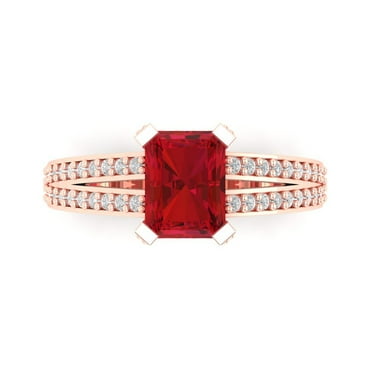 Solitaire with Accents Engagement Ring for Women - 2.45ct Simulated Pink Tourmaline in 18K Rose Gold Promise Ring