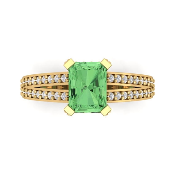 Solitaire with Accents Engagement Ring for Women - 2.45ct Simulated Green Diamond in 14K Yellow Gold Promise Ring