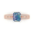 thumbnail image 1 of 2.45 ct Emerald Cut Blue Moissanite Solitaire with Accents Engagement Ring for Women in 18K Rose Gold, 1 of 5