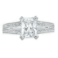 thumbnail image 1 of 2.45 ct Emerald Cut Genuine Cultured Diamond SI1-SI2 G-H 18K White Gold Promise Wedding Statement Engagement Designer Ring W/ Crystal side stones size 6, 1 of 7