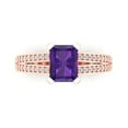 thumbnail image 1 of 2.45 ct Emerald Cut Natural Amethyst Solitaire with Simulated Diamond Accents 14K Rose Gold Womens Engagement Ring, 1 of 6