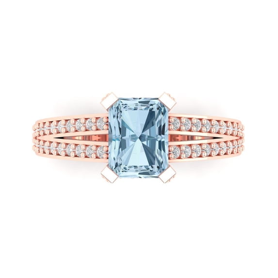 Clara Pucci 14K Rose Gold 2.45ct Aquamarine Solitaire with Accents Ring