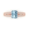 thumbnail image 1 of 2.45 ct Emerald Cut Natural Aquamarine Solitaire with Accents Engagement Ring for Women in 18K Rose Gold, 1 of 5