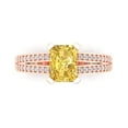 thumbnail image 1 of 2.45 ct Emerald Cut Natural Citrine Solitaire with Simulated Diamond Accents 14K Rose Gold Womens Engagement Ring, 1 of 5