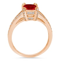 2.45 ct Emerald Cut Natural Garnet Solitaire with Accents Engagement Ring for Women in 18K Rose Gold
