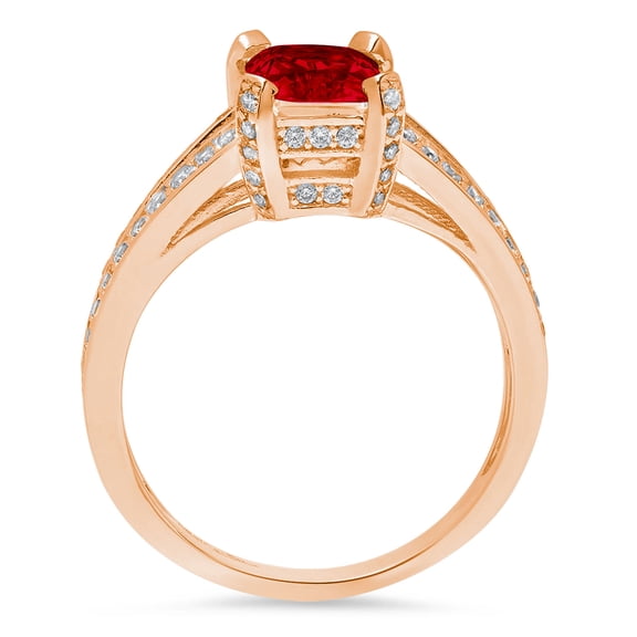 2.45 ct Emerald Cut Natural Garnet Solitaire with Accents Engagement Ring for Women in 18K Rose Gold
