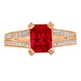 thumbnail image 1 of 2.45 ct Emerald Cut Natural Garnet Solitaire with Simulated Diamond Accents 14K Rose Gold Womens Engagement Ring, 1 of 5