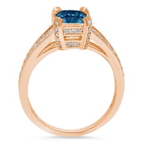 2.45 ct Emerald Cut Natural London Blue Topaz Solitaire with Accents Engagement Ring for Women in 18K Rose Gold