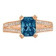 thumbnail image 1 of 2.45 ct Emerald Cut Natural London Blue Topaz Solitaire with Simulated Diamond Accents 14K Rose Gold Womens Engagement Ring, 1 of 6