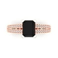 thumbnail image 1 of 2.45 ctw Solitaire with Zirconia Diamond Accents Anniversary Ring for Women | Emerald Cut Natural Onyx | Hyperallergenic Solid 14K Rose Gold, 1 of 5