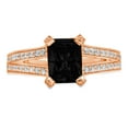 thumbnail image 1 of 2.45 ct Emerald Cut Natural Onyx Solitaire with Simulated Diamond Accents 18K Rose Gold Womens Engagement Ring, 1 of 5