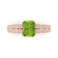 thumbnail image 1 of 2.45 ct Emerald Cut Natural Peridot Solitaire with Accents Engagement Ring for Women in 18K Rose Gold, 1 of 5