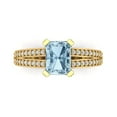 thumbnail image 1 of 2.45 ct Emerald Cut Natural Sky Blue Topaz Solitaire with Simulated Diamond Accents 18K Yellow Gold Womens Engagement Ring, 1 of 5