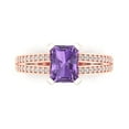 thumbnail image 1 of 2.45 ctw Solitaire with Zirconia Diamond Accents Anniversary Ring for Women | Emerald Cut Simulated Alexandrite | Hyperallergenic Solid 18K Rose Gold, 1 of 5