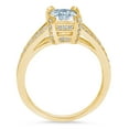 thumbnail image 1 of 2.45 ct Emerald Cut Simulated Blue Diamond Solitaire with Accents Engagement Ring for Women in 14K Yellow Gold, 1 of 2