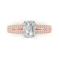 thumbnail image 1 of 2.45 ctw Solitaire with Accents Anniversary Ring for Women | Emerald Cut Zirconia Diamond | Hyperallergenic Solid 18K Rose Gold, 1 of 5
