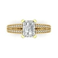 thumbnail image 1 of 2.45 ctw Solitaire with Accents Anniversary Ring for Women | Emerald Cut Zirconia Diamond | Hyperallergenic Solid 18K Yellow Gold, 1 of 5