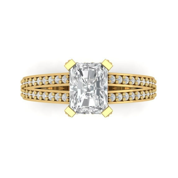 Clara Pucci 14K Yellow Gold 2.45ct Clear Solitaire with Accents Ring